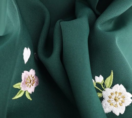 卒業式袴単品レンタル[刺繍]濃い緑色に桜刺繍[身長153-157cm]No.150